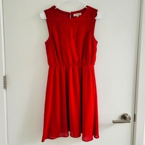 Monteau Red Dress Mesh Details Size M